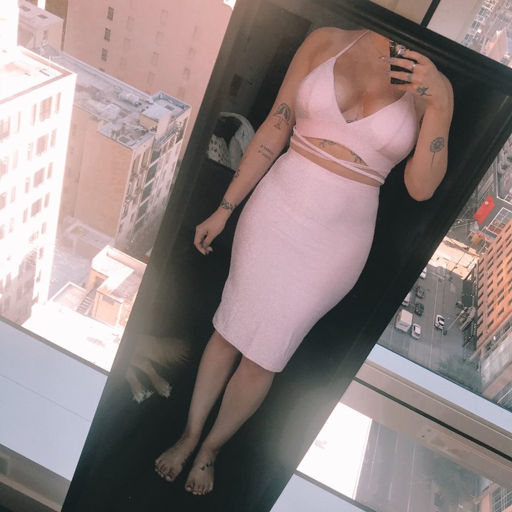 Pink Top and Skirt Set